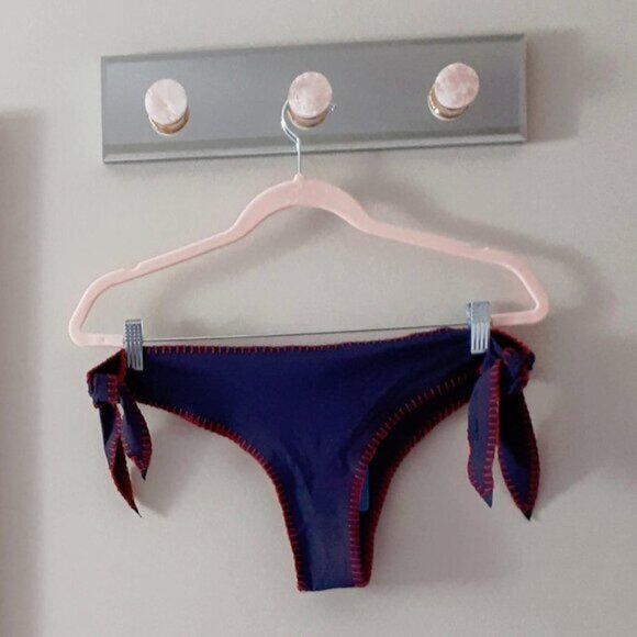 NWT Benedetta blue & red crochet stitching skini bikini top & side tie bottom - Picture 16 of 16